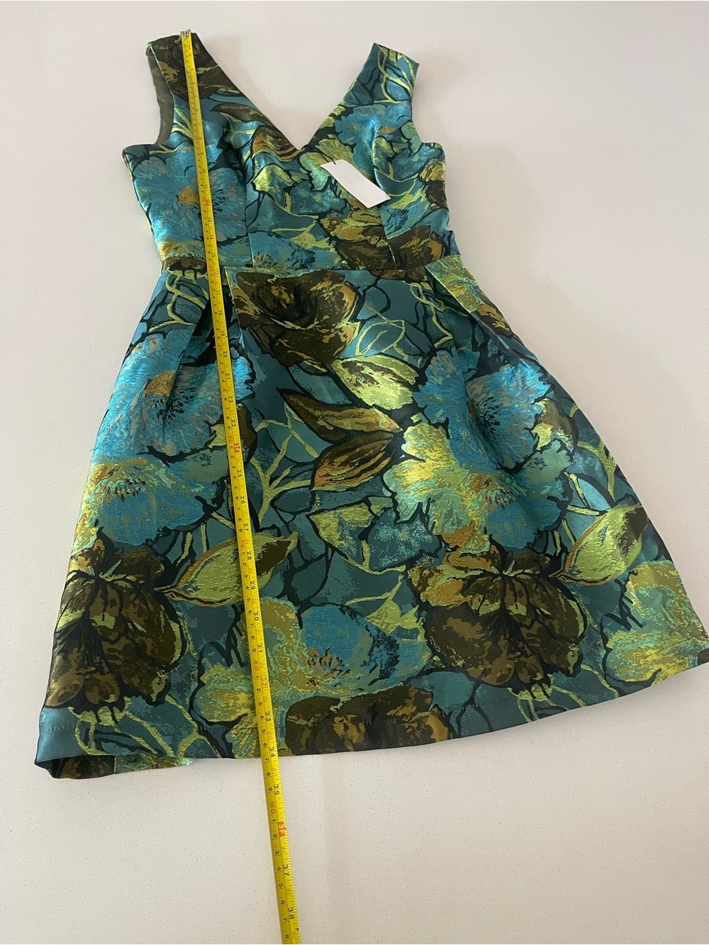 Blue Green V-Neck Party Prom Wedding Dress